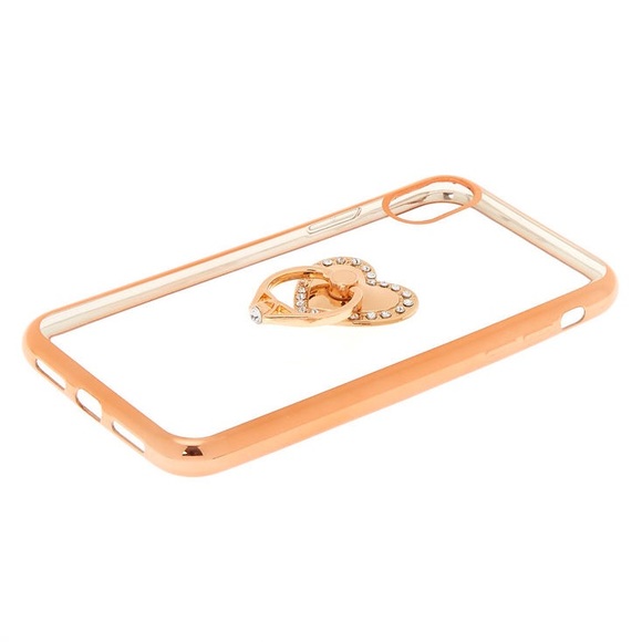 iPhone XR Rose Gold Heart Ring Stand Phone Case - Picture 4 of 5